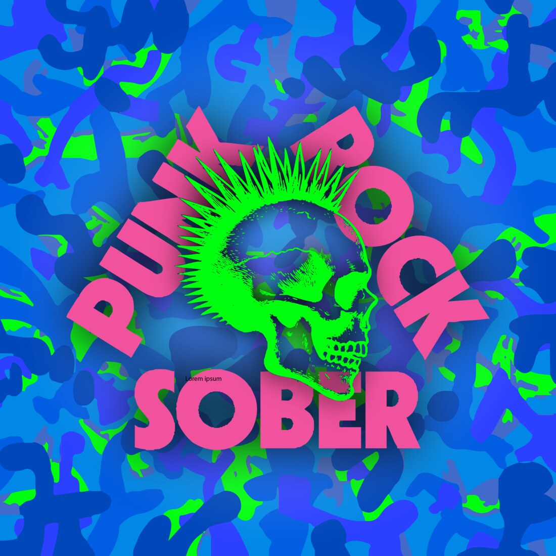 Punk Rock Sober mohawk skull logo